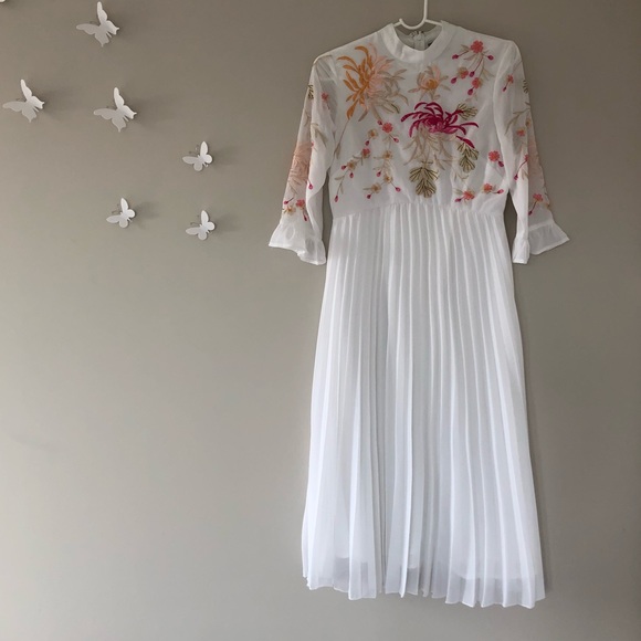 ASOS Maternity Embroidered Pleated Midi Dress - Picture 5 of 11